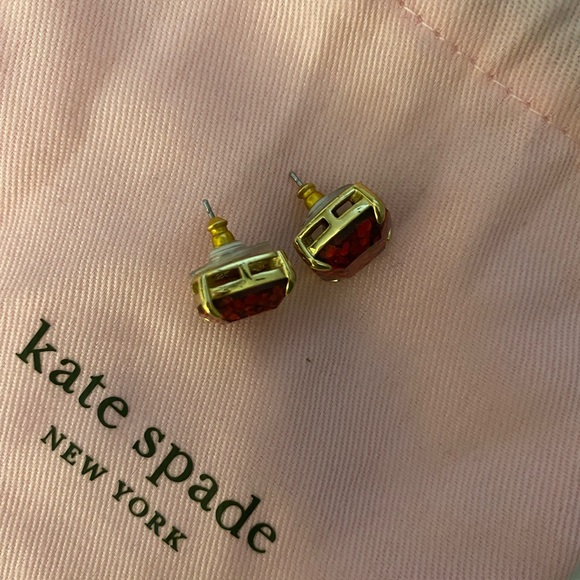 Kate Spade Large Sparkly Red Studs - Picture 2 of 3